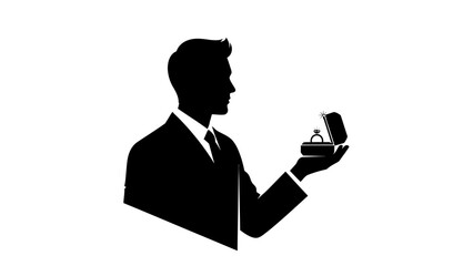 Man Holding Pyramid Object Silhouette.