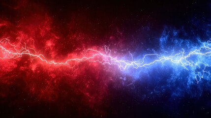 Colorful lightning in the dark space with red and blue tones creating a contrast in design