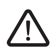Warning triangle icon with exclamation mark, a bold monochrome hazard symbol suitable for UI cues.