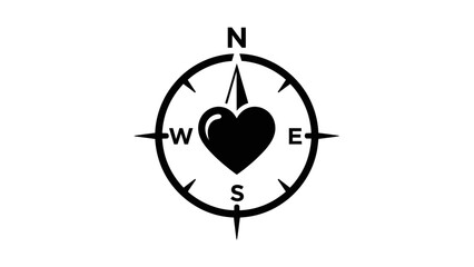 Compass with Heart Symbol Center.