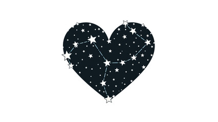 Heart Shaped Constellation Stars Night Sky.