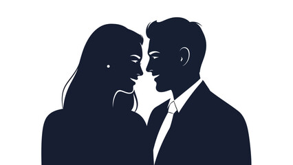 Silhouette of Couple Facing Each Other.