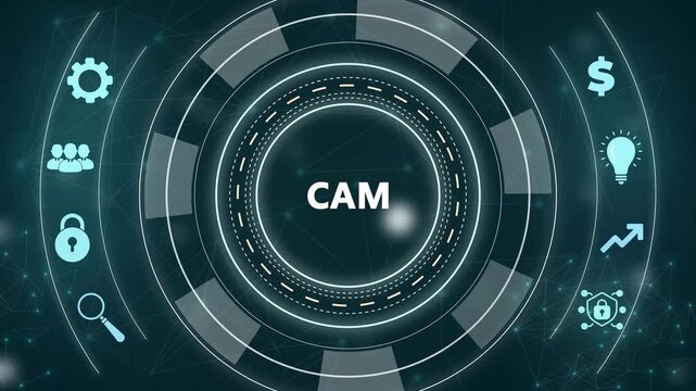 CAM Computer-aided manufacturing industrial technology automation concept.