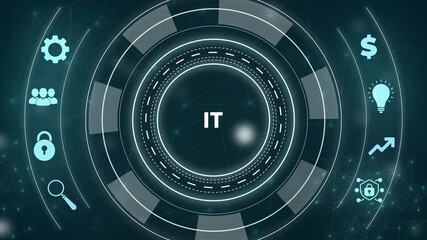 IT consultant presenting tag cloud about information technology.