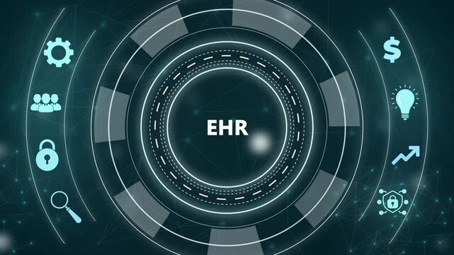 EHR, EMR, Electronic health record. Medical and technology concept.