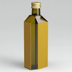 Olive oil bottle in textured sleeve with gold cap