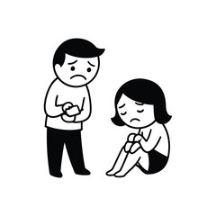 Two Sad People Depicting Distress Together.