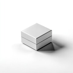 Small, white square box with shadow on a white background