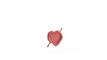 Red heart wax seal on white background