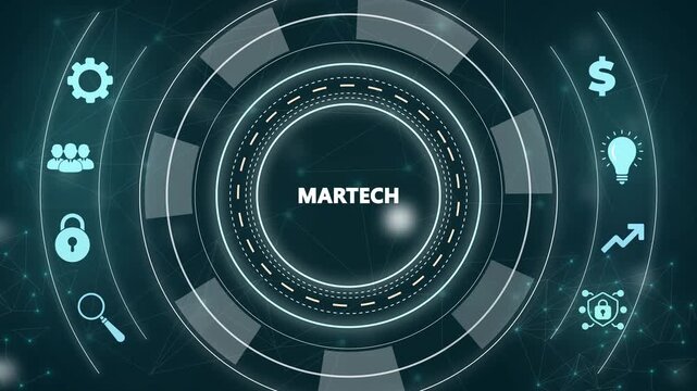Martech marketing technology concept on virtual screen interface. Business, Technology, Internet and network concept.