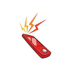 Red Voltage Tester Device with Sparks Illustration.