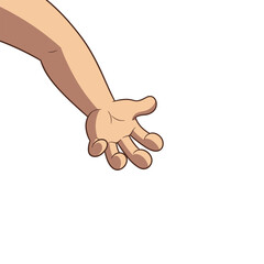 Open Outstretched Hand Reaching Forward In Illustration.