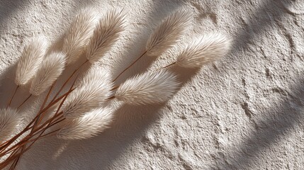 White grains arranged on a neutral surface highlight delicate texture and soft shadows in a minimalist concept.
