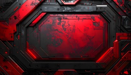 Futuristic Sci-Fi Technology Interface Frame with Red Glowing Light