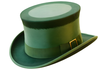 St patrick's day green top hat isolated on transparent background
