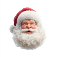 Joyful Santa Claus with White Beard and Red Hat Expressing Surprise and Happiness for Holiday Celebrations