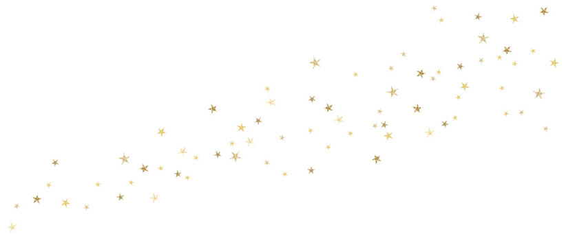 Falling gold stars glitter confetti overlay on transparent, festive celebration sparkle background, luxury holiday effect