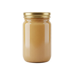 Golden honey in glass jar isolated on transparent background