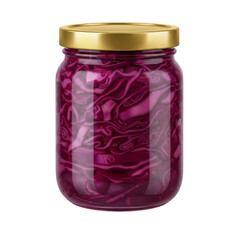 Vibrant purple cabbage in glass jar isolated on transparent background