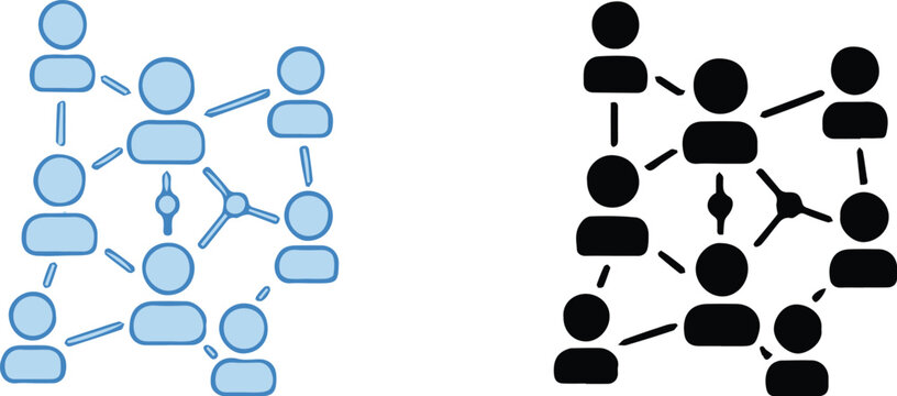 network hub spoke web social connections icons vector illustration