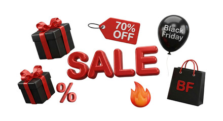 Black friday sale promotion isolated on transparent background