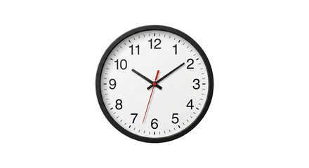 Analog clock showing time isolated on transparent background