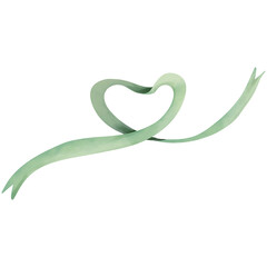 Hand-drawn watercolor illustration of a green ribbon.