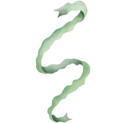 Hand-drawn watercolor illustration of a green ribbon.