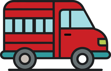 Eco-Friendly Electric Postal Van with Leaf and Plug Symbol Vector