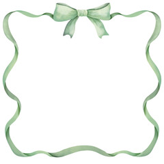 Hand-painted watercolor ribbon frame illustration.