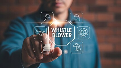Businessman interacting with whistleblower concept on digital interface