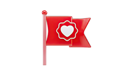 Red Love Flag Icon on White Background