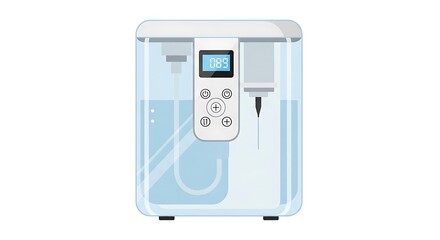 Modern countertop water filtration system with digital display and faucet.