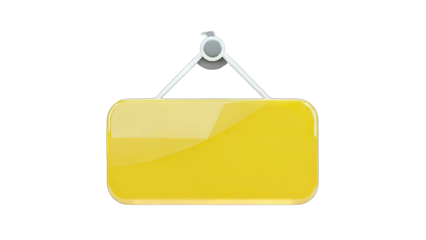 Yellow Sign Hanging on White Background