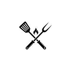 Crossed BBQ Spatula and Fork Stencil Icon © MDRIAZUDDIN