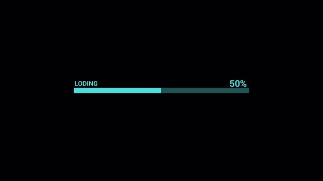 abstract loading bar animation transparent background, Loading bar and percentage Futuristic progress loading bar 0-100 percent in 4k