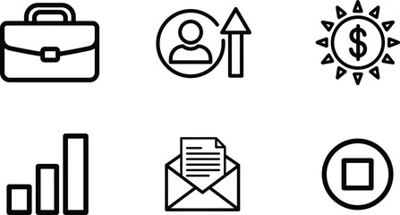 business icons set including briefcase graph chart email
