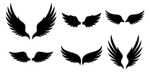Wings icons set. Wing logo. Vector illustration
