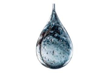 Single water droplet displayed for nature or weather concept on transparent background