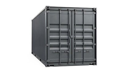 Anthracite Grey Shipping Container 3D Perspective View Isolated on White Background