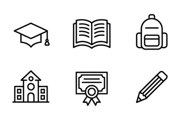Education and academic learning school line icon set