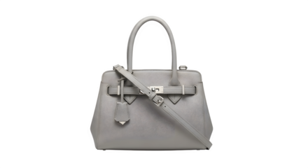 Luxury gray handbag isolated on transparent background