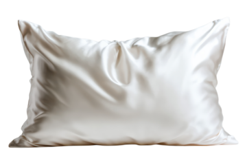 Soft luxurious pillow displayed for bedroom or home decor concept on transparent background