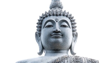 A giant statue of buddha from Thailand isolated on the white background 