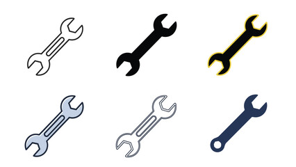 Collection of modern wrench icons in various styles and colors, Generative AI.