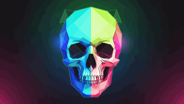 An isolated human skull and crossbones featuring a white cranium and jaw bone set against a black background creates a scary horror aesthetic for Halloween death and medical anatomy themes