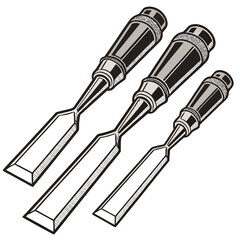 Isolated 3d set of screwdrivers and screwdriver bits with sharp metal steel equipment for repair work and construction industry tools on white background