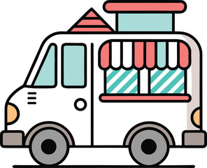 Modern flat design ice cream truck vector illustration for summer food service