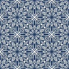 Fototapeta premium vintage seamless pattern inspired by art nouveau floral motifs, featuring elegant botanical with ornate lines and symmetry, perfect for textile, wallpaper, packaging, fabric, and stationery design