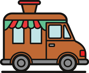 Urban ice cream truck vector illustration for city street food festival